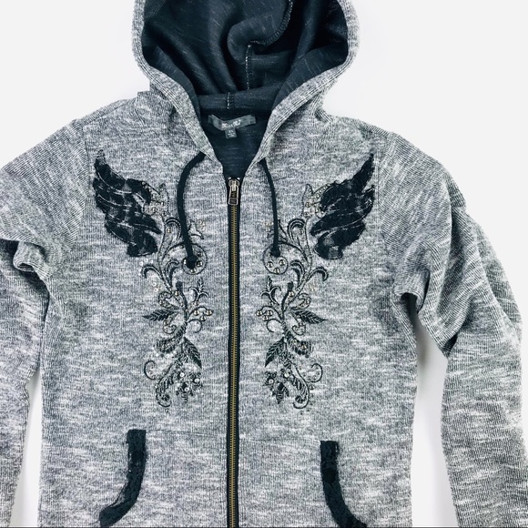 Miss me gray embellished zip up jacket - Picture 2 of 8